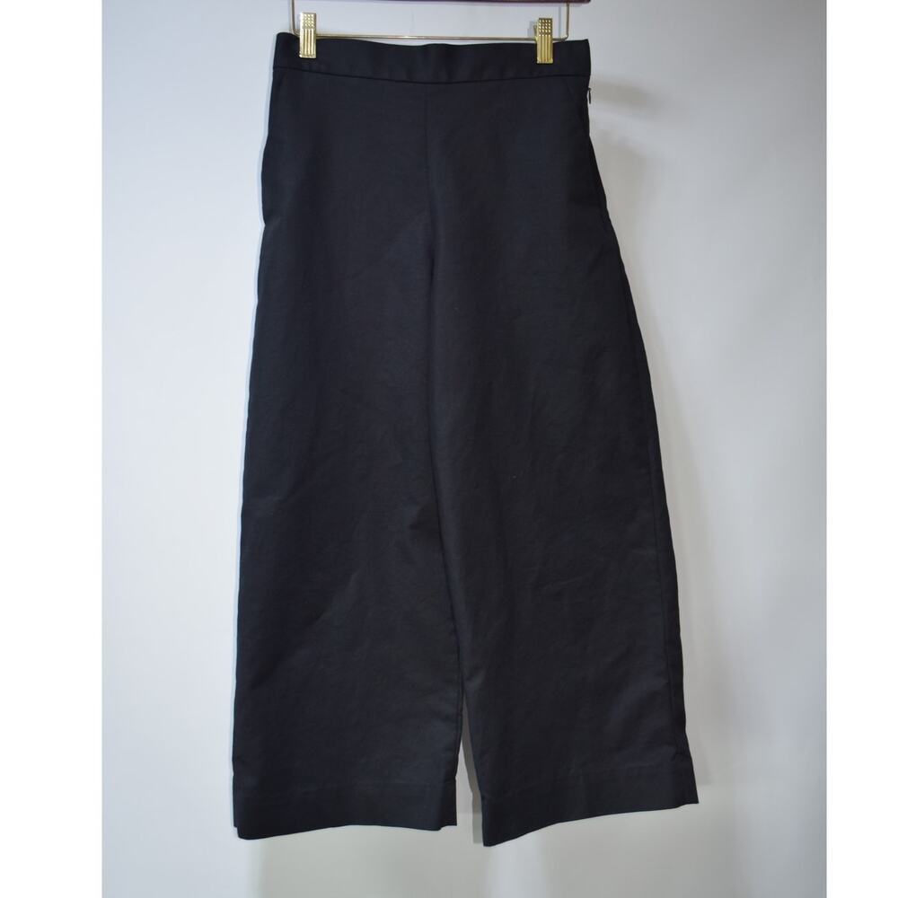 COS Wide Leg Cropped Culotte Pants Black Cotton Blend Women's EU 34 US 4